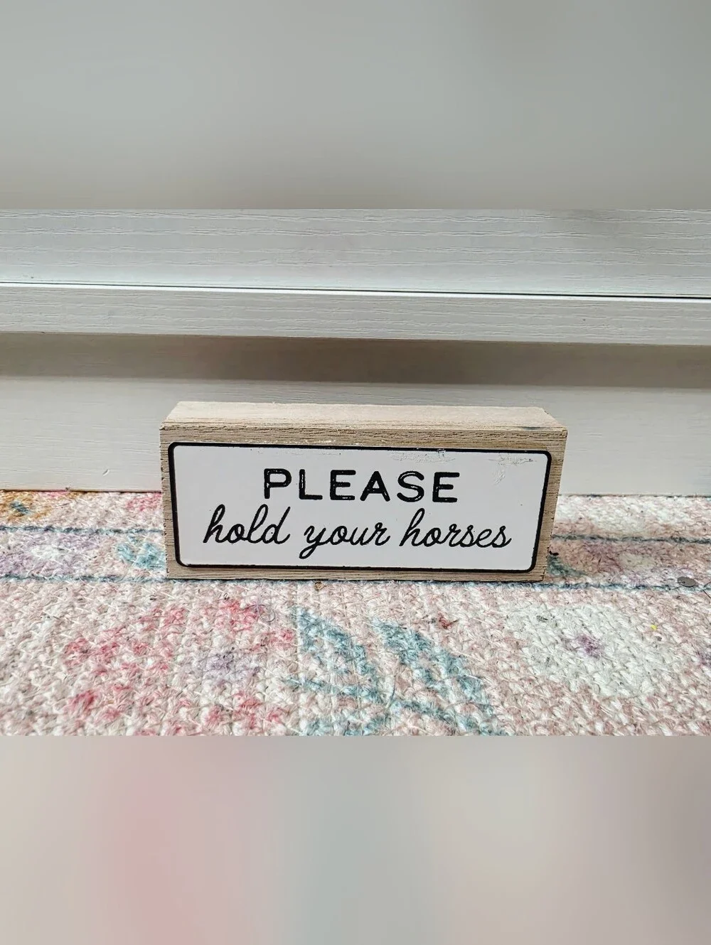 Target Bullseye Playground 2026 Mini Wood Sign - Please Hold Your Horses